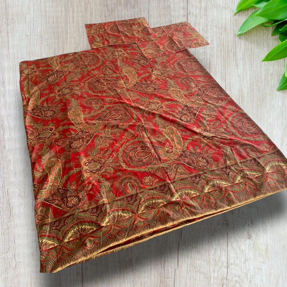 Pottery Barn Caesarea Paisley 100% Cotton Twin Duvet Cover Red + 2 Std Cases
